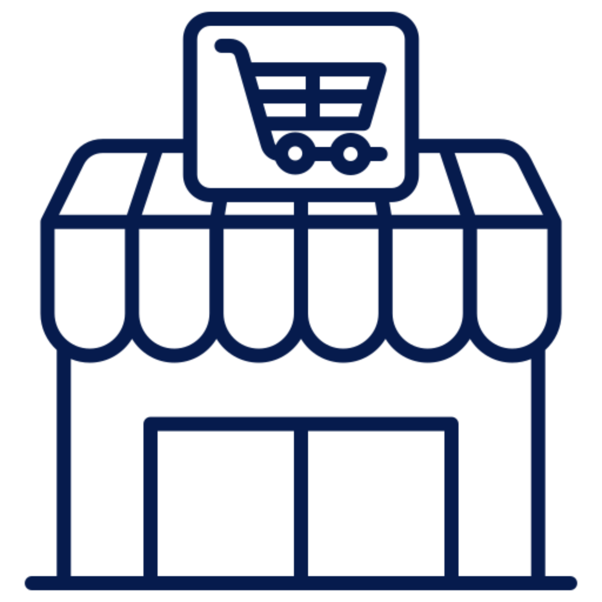 Retail shop icon with cart illustration