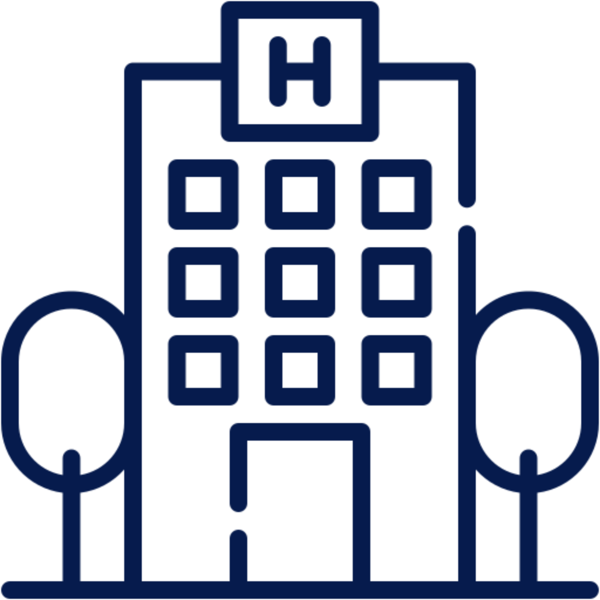 Hospital building icon with trees