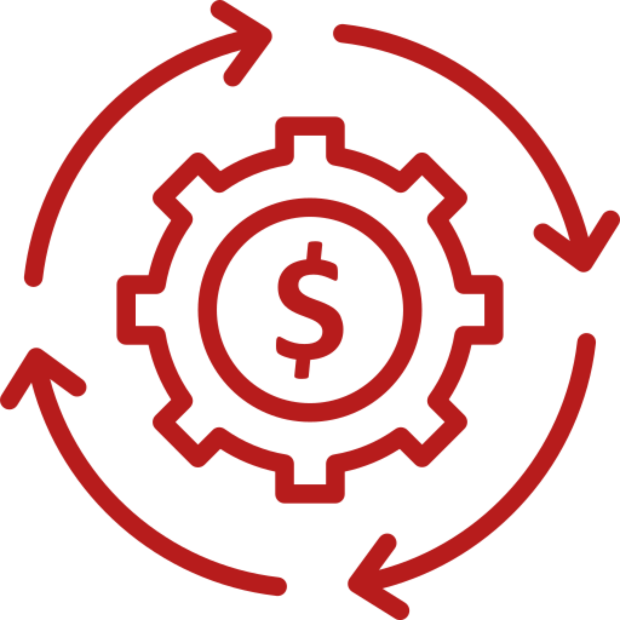 Financial process symbol with red arrows