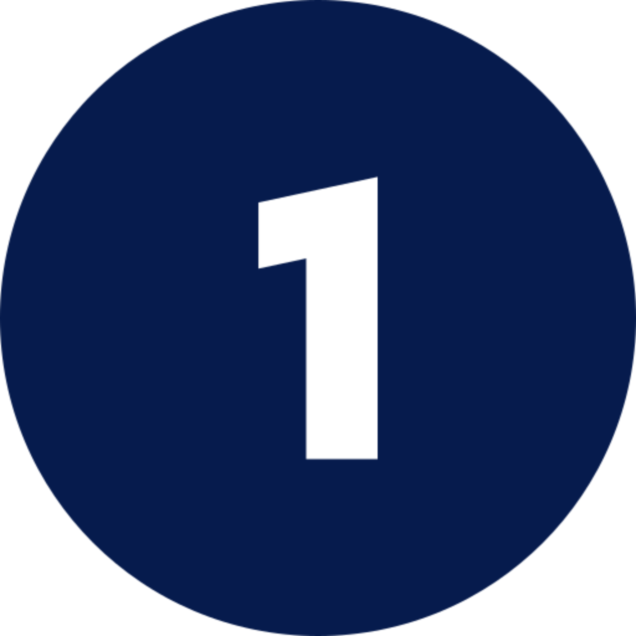 Number one in dark blue circle