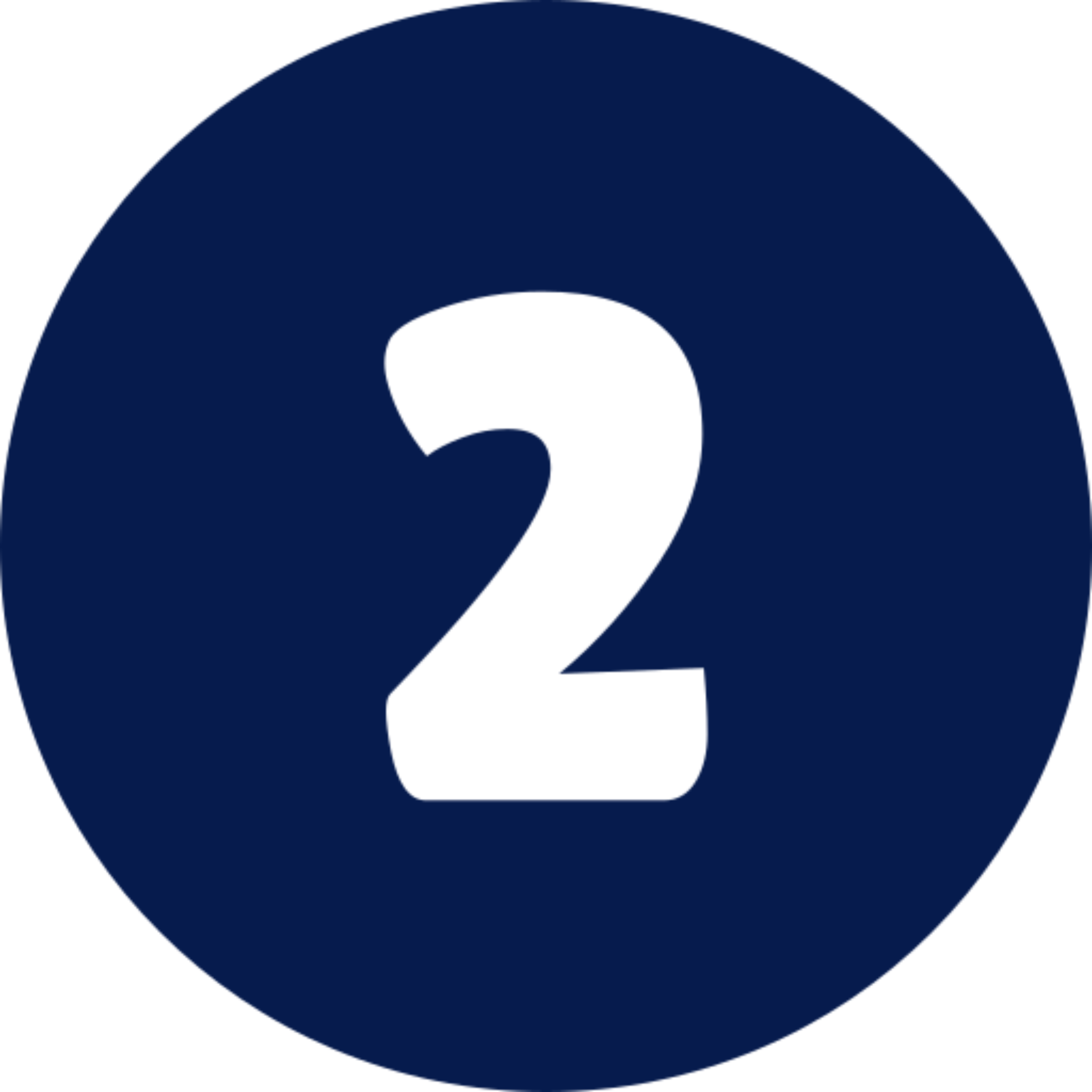 Blue circle with number two inside
