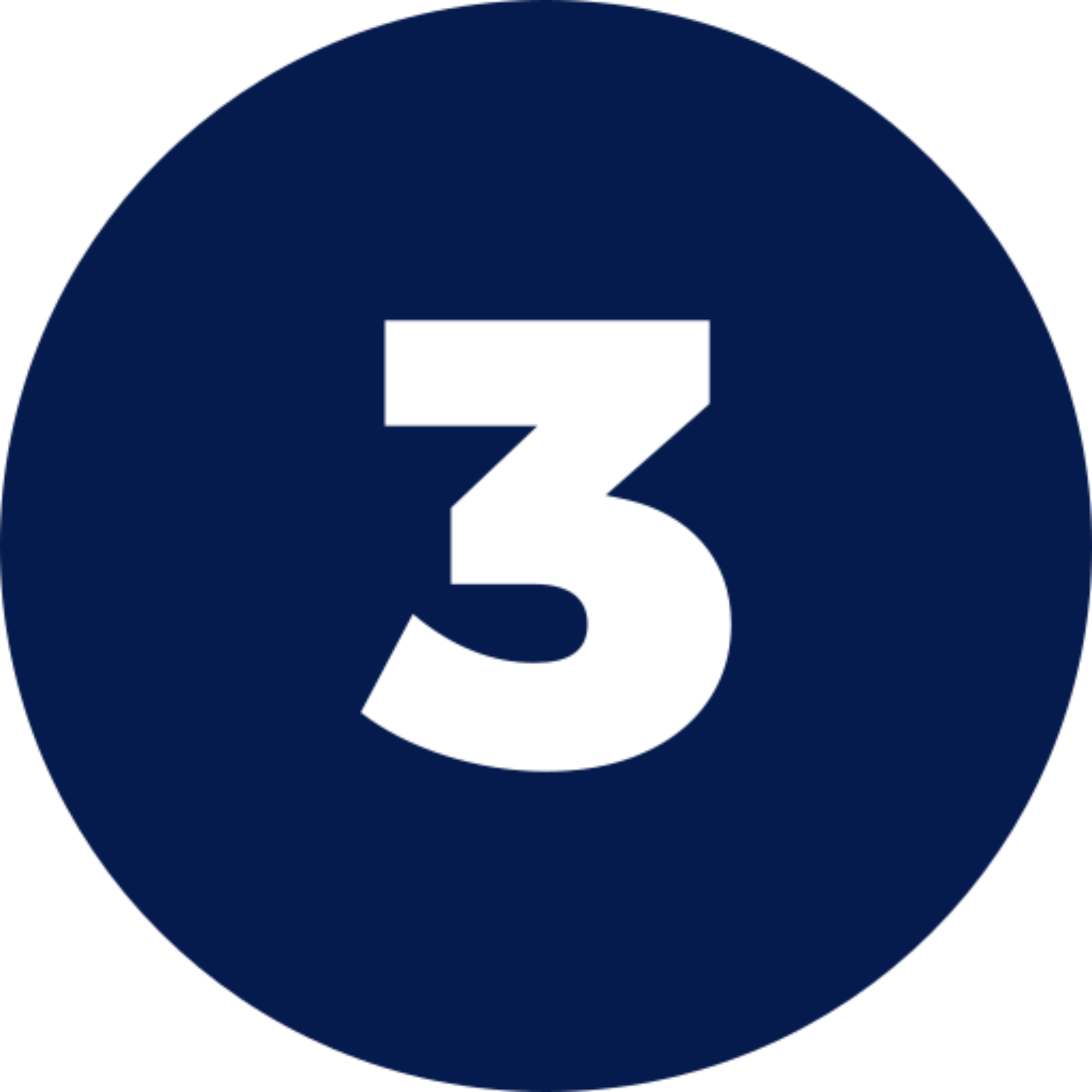 Number three on dark blue circle