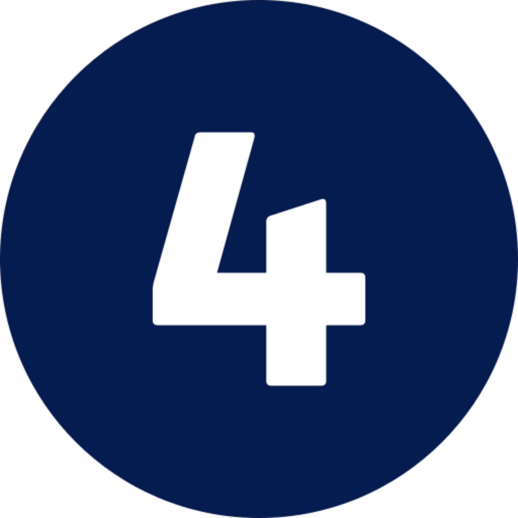 Black number four on blue background