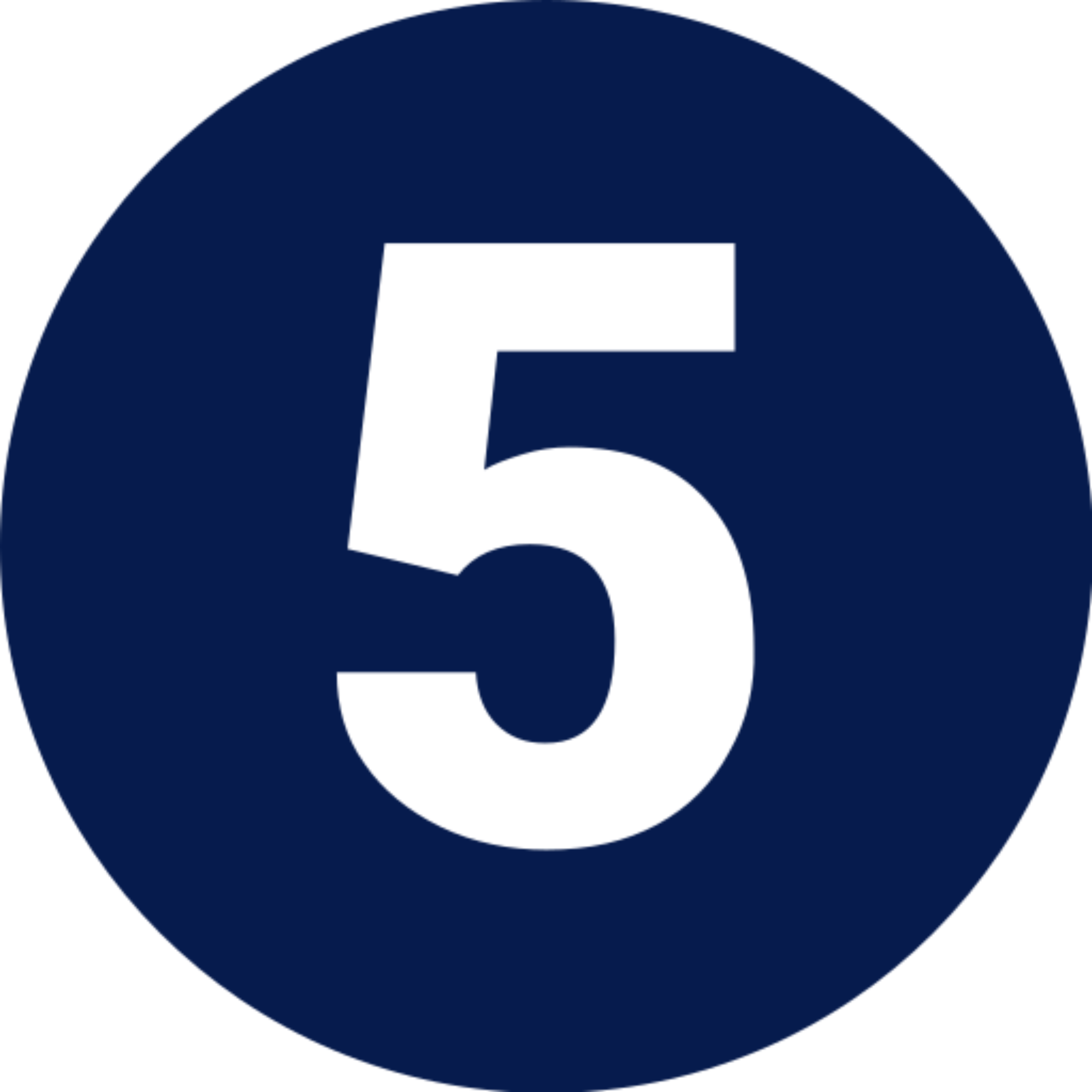 Number five on blue circle