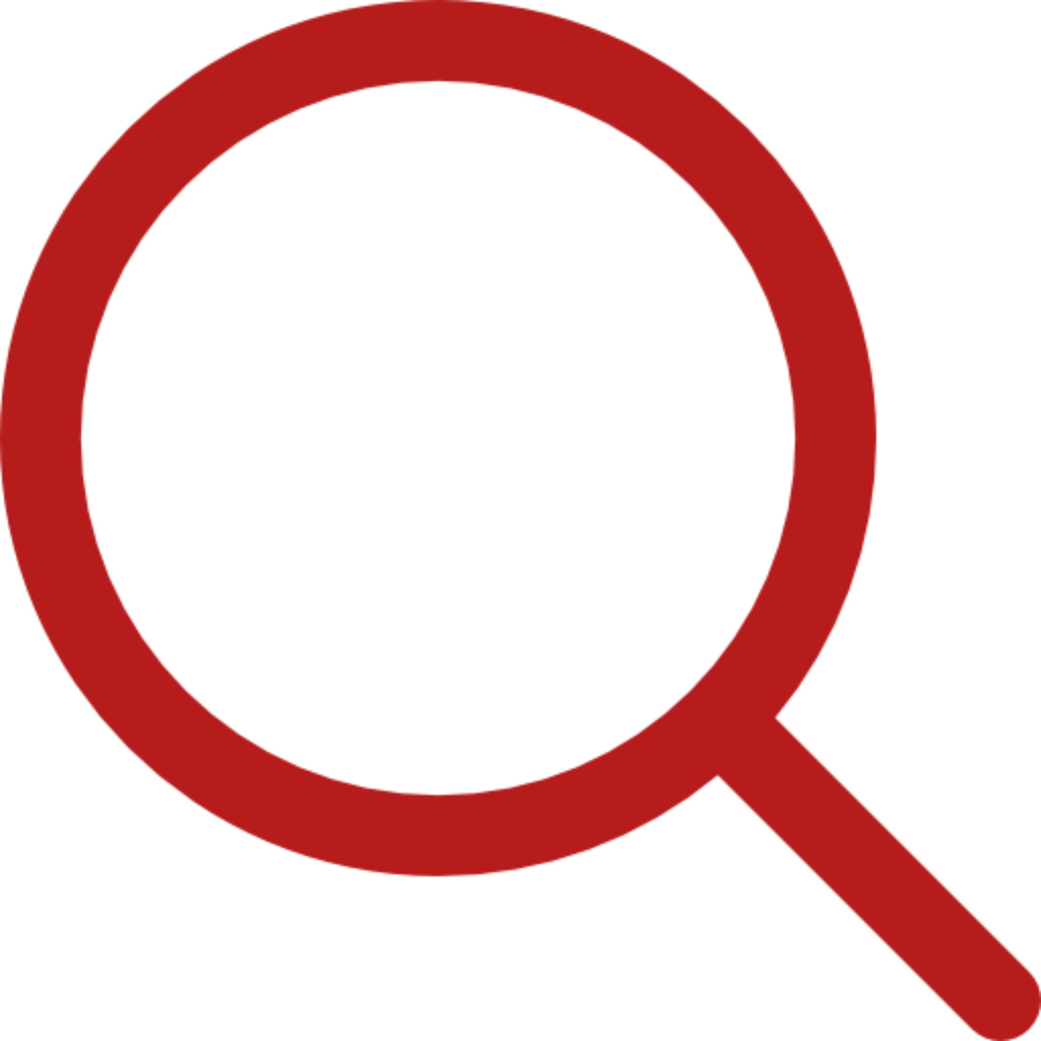 Red magnifying glass icon on black background