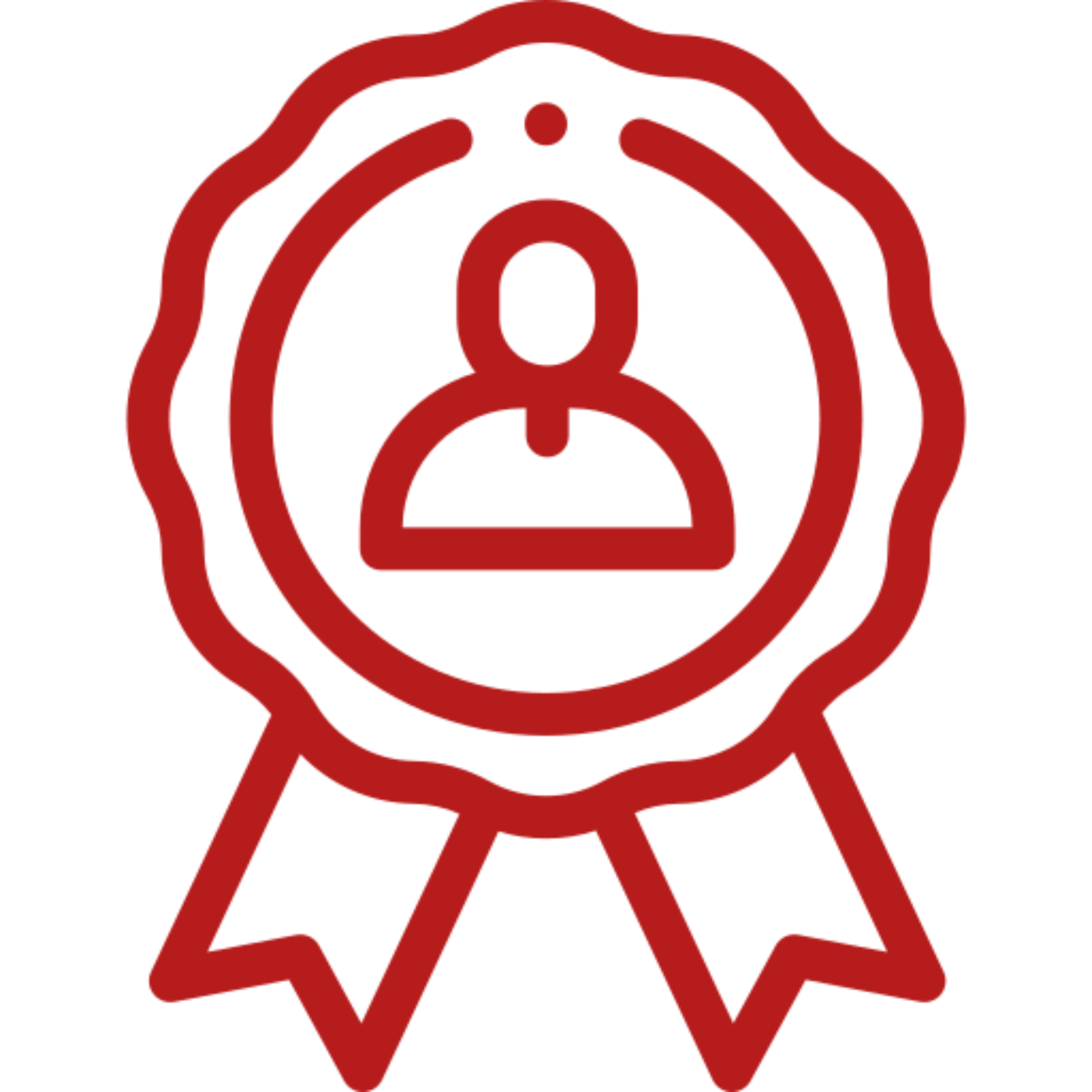 Red badge with person silhouette