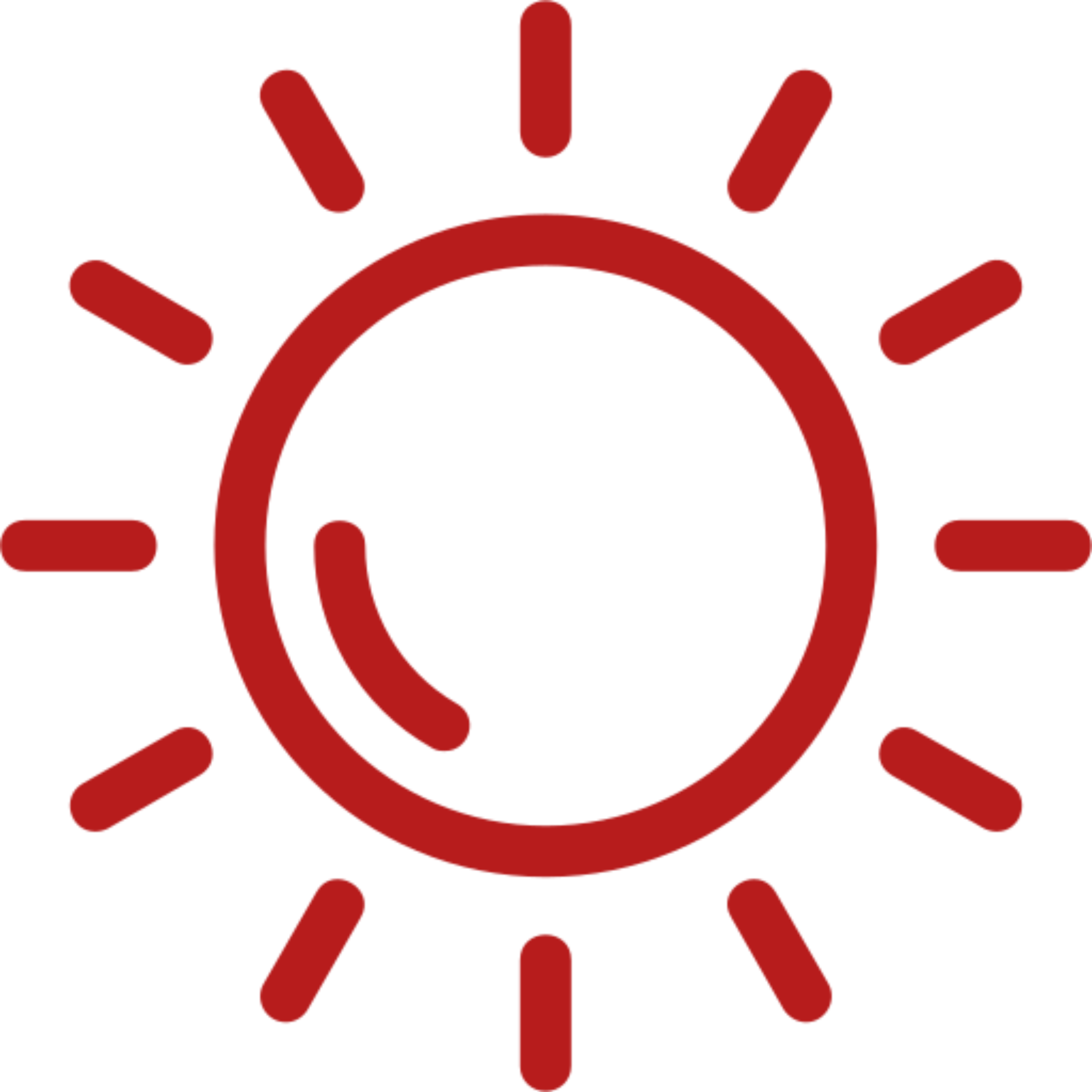 Minimalist red sun symbol