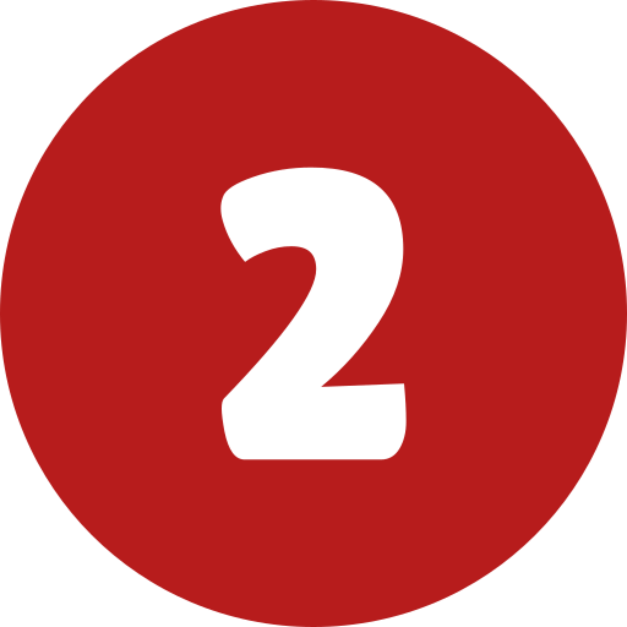 Red circle, bold black number two