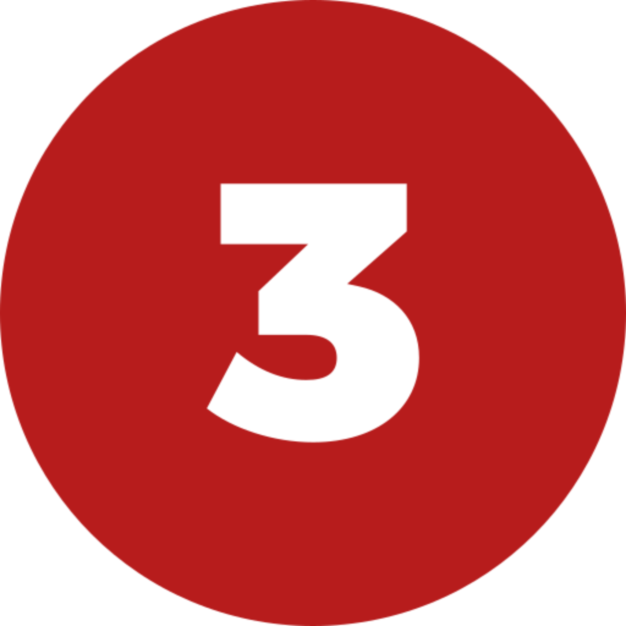 Black number three on red background