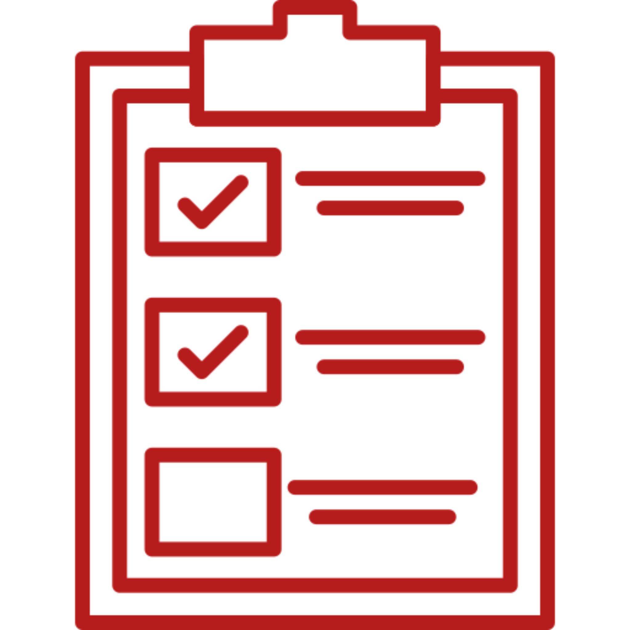 Task list with red checkboxes
